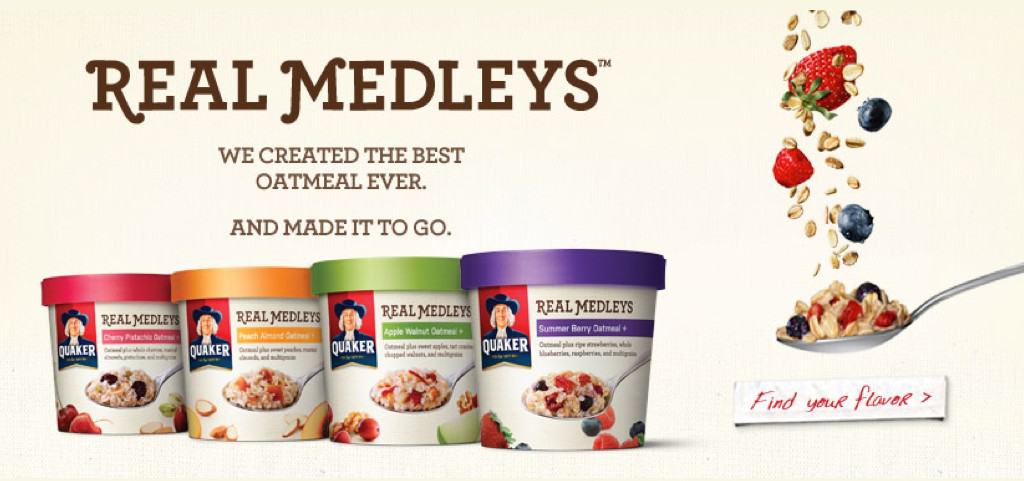 Quaker's Line-Up Of Real Medleys: Apple Walnut, Summer Berry, Cherry Pistachio, And Peach Almond