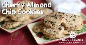 Bruce Bradley's Cherry Almond Chip cookies are a delicious holiday twist on the classic chocolate chip cookie!