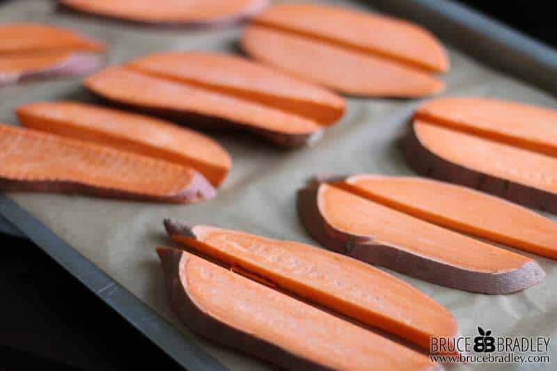 First You Cut Up Thick Slices Of Sweet Potatoes To Make Sweet Potato Jerky. 