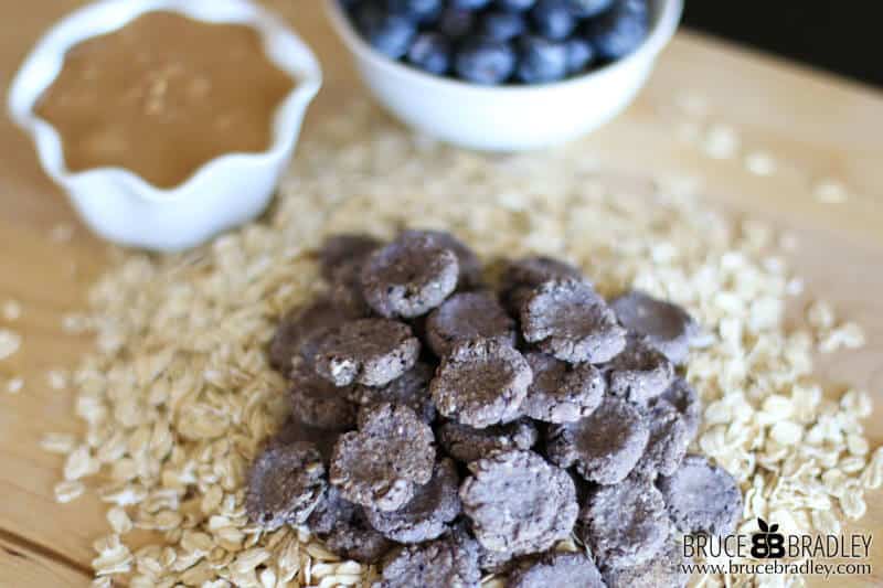 These Homemade Peanut Butter Dog Treats Are Made With 100% Real Ingredients Like Oatmeal, Peanut Butter, Blueberries, And Applesauce. No Additives Or Artificial Ingredients For Your Puppy!