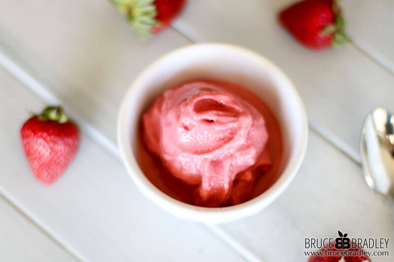 A Delicious, Clean Eating Recipe For Easy Homemade Strawberry Frozen Yogurt That'S Ready In Less Than Five Minutes And Made With 3-4 Ingredients!